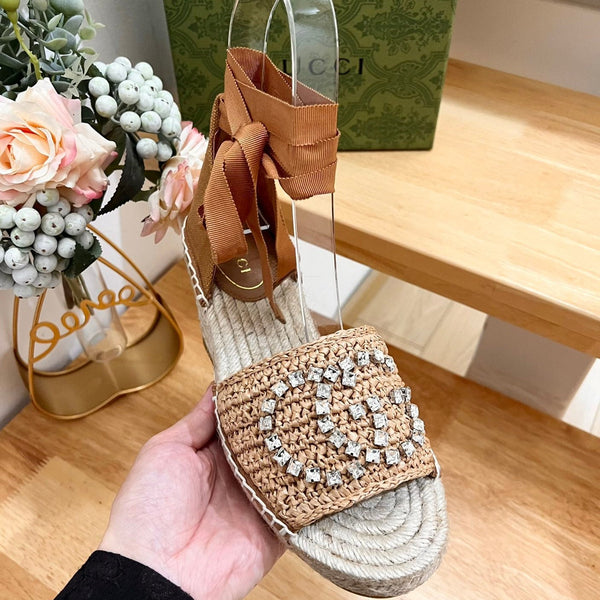 GG Women High Sandal Shoes Brown Caramel