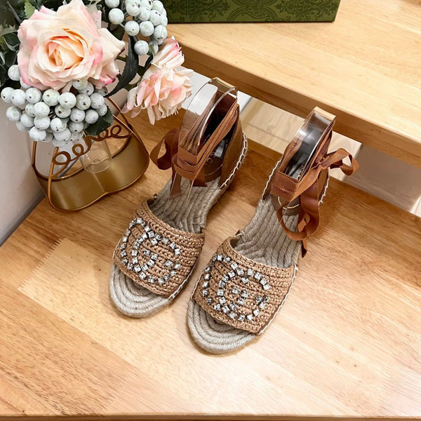 GG Women High Sandal Shoes Brown Caramel