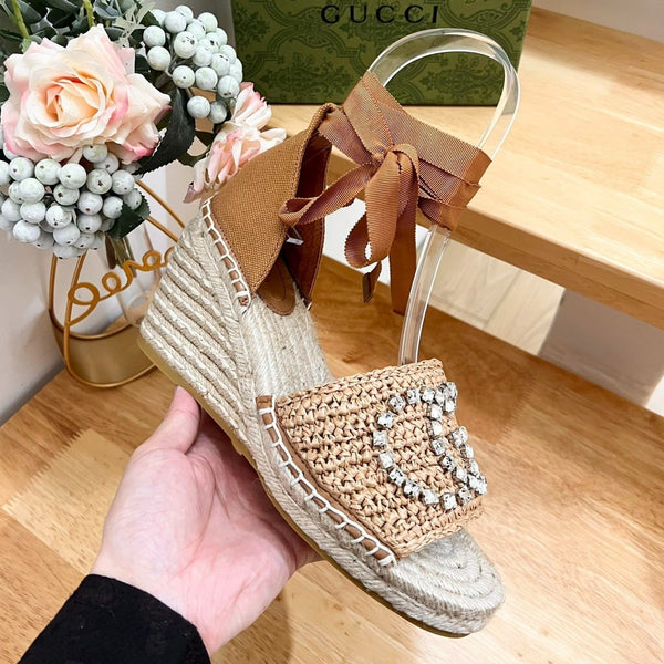 GG Women High Sandal Shoes Brown Caramel