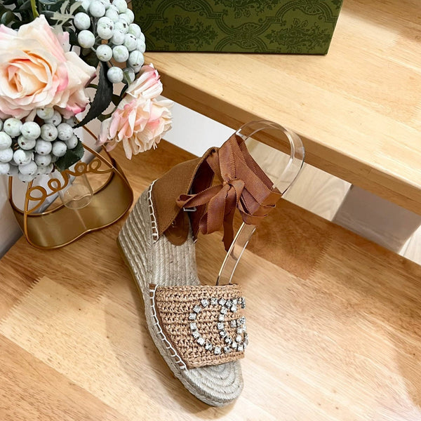 GG Women High Sandal Shoes Brown Caramel