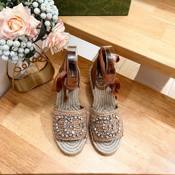 GG Women High Sandal Shoes Brown Caramel