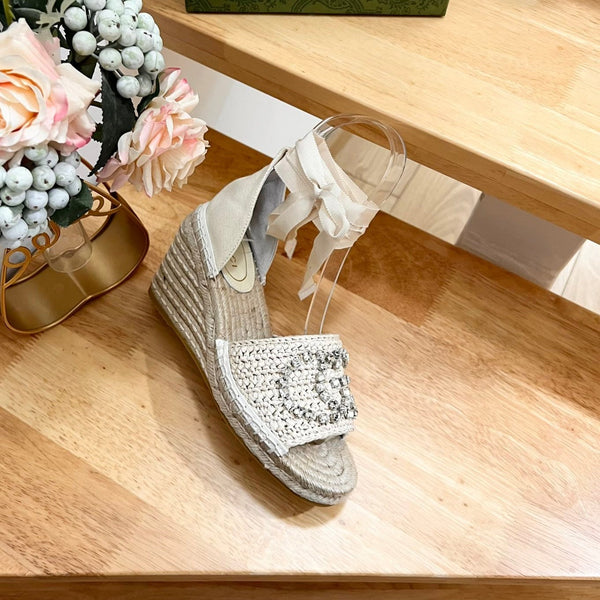 GG Women High Sandal Shoes Beige