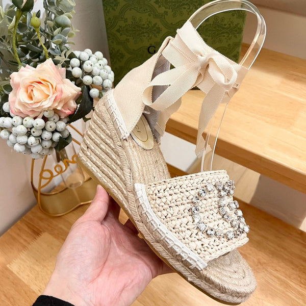 GG Women High Sandal Shoes Beige