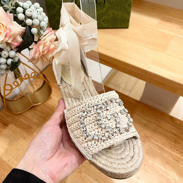 GG Women High Sandal Shoes Beige