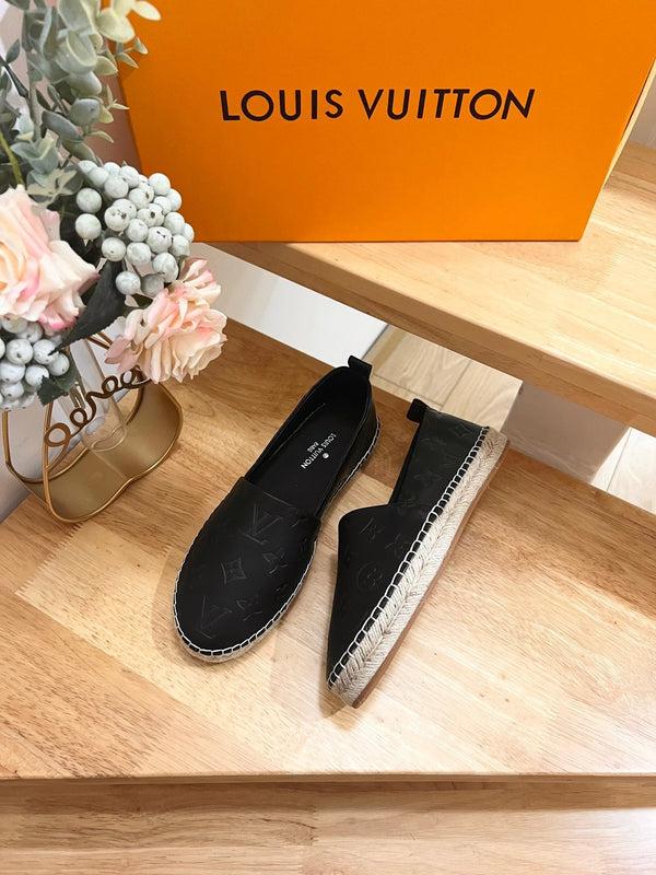Espadrillas LV in pelle di pecora nera goffrata 240628