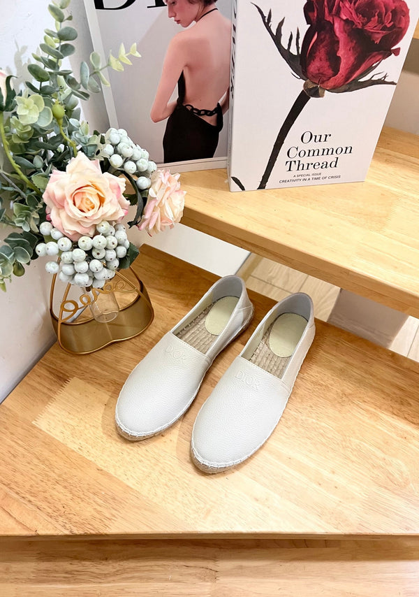 CD Paradise Espadrilles Cuir de vachette grainé blanc 692262