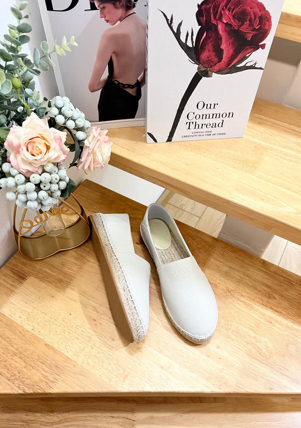 CD Paradise Espadrilles Cuir de vachette grainé blanc 692262