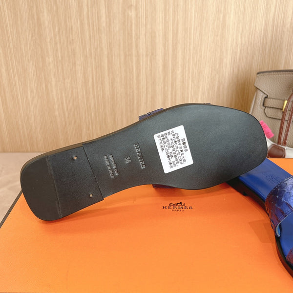 HM Oran Sandals Cobalt Blue Calfskin 312776