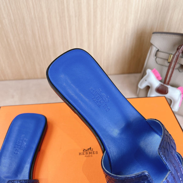 HM Oran Sandals Cobalt Blue Calfskin 312776