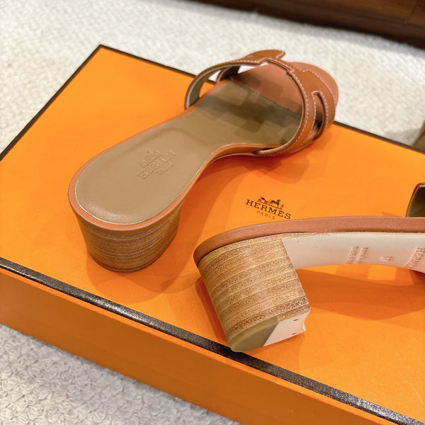 HM Oasis Sandals Brown Mix Khaki Brown Chisel Pattern Cowhide 544091