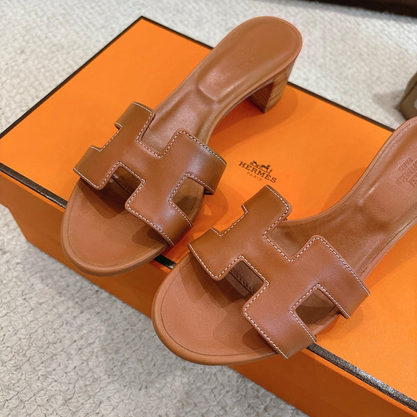 HM Oasis Sandals Brown Chisel Pattern Cowhide544093