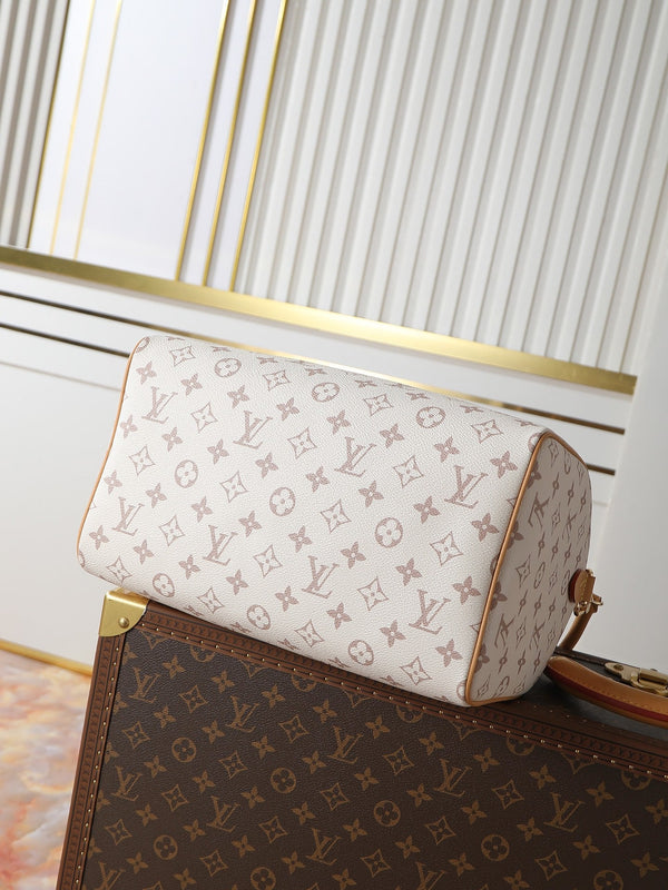 LV Speedy Soft 30 Lucky Bag 30cm Monogram Dune/Pink Canvas & Cowhide