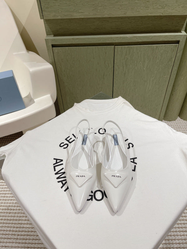 PRA 24ss Sling Back 30mm White Patent Leather 449686