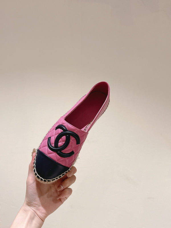 espadrilles pink black quilted calfskin