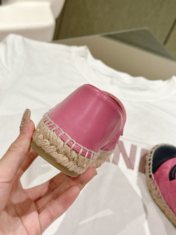 espadrilles pink black quilted calfskin