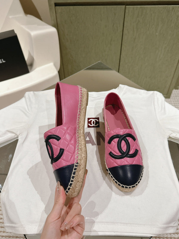 espadrilles pink black quilted calfskin