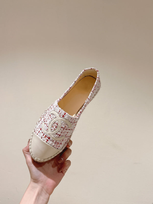 espadrilles white red tweed white calfskin