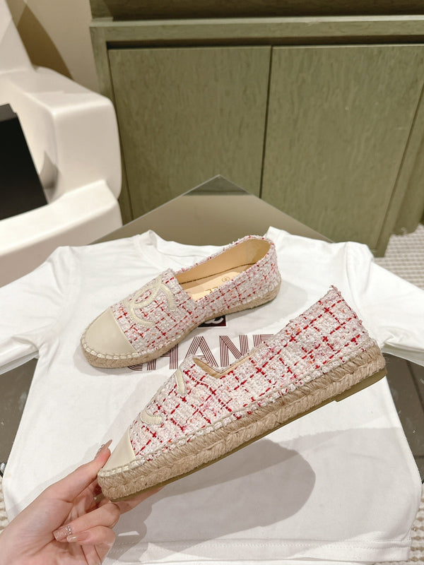 espadrilles white red tweed white calfskin