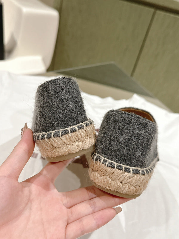 espadrilles dark grey cotton tweed black suede