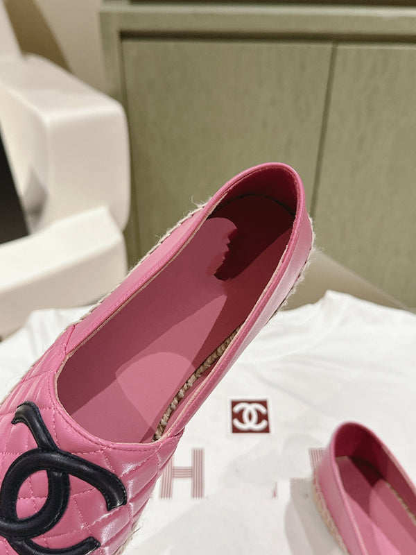 espadrilles pink black quilted calfskin