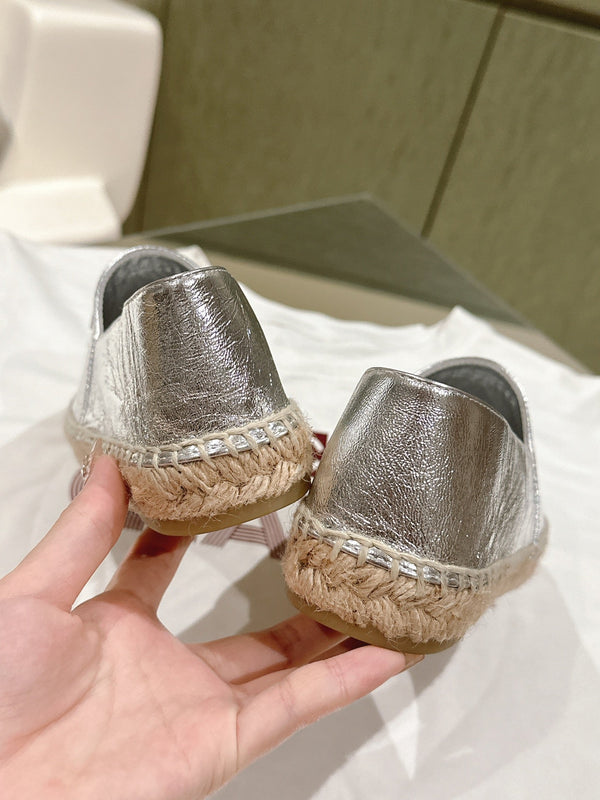 espadrilles silver metalic calfskin