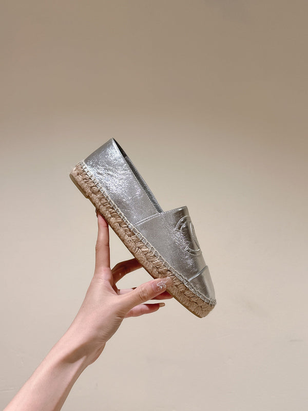 espadrilles silver metalic calfskin