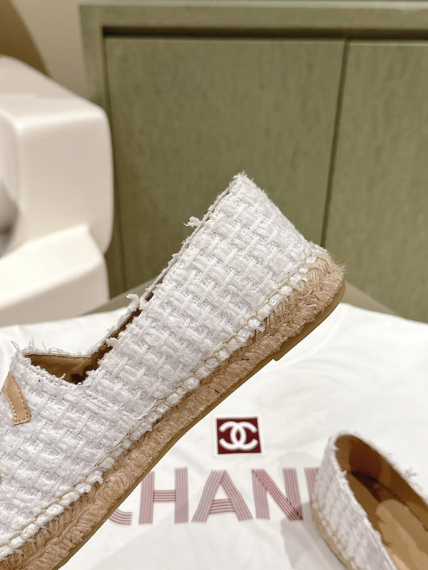 espadrilles grey tweed beige calfskin