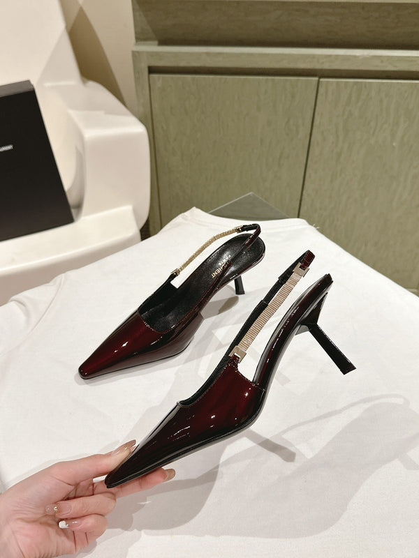 BLAKE SLINGBACK PUMPS 80 IN WINE PATENT LEATHER
