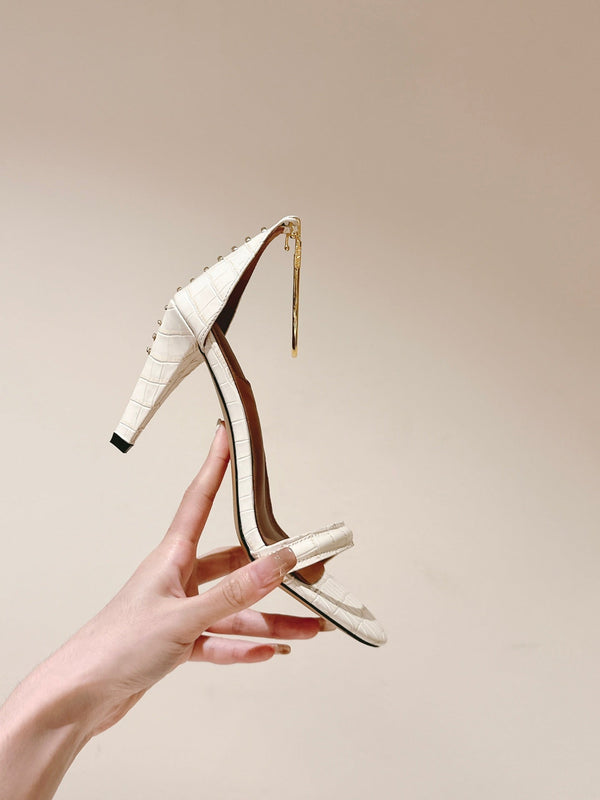 FENDI HIGH-HEELED 85 MM IN WHITE LAMBSKIN WITH GOLD HARDWARE