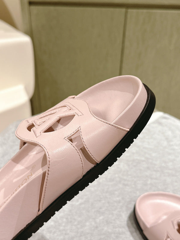 lv sandal isola flat mule light pink calfskin