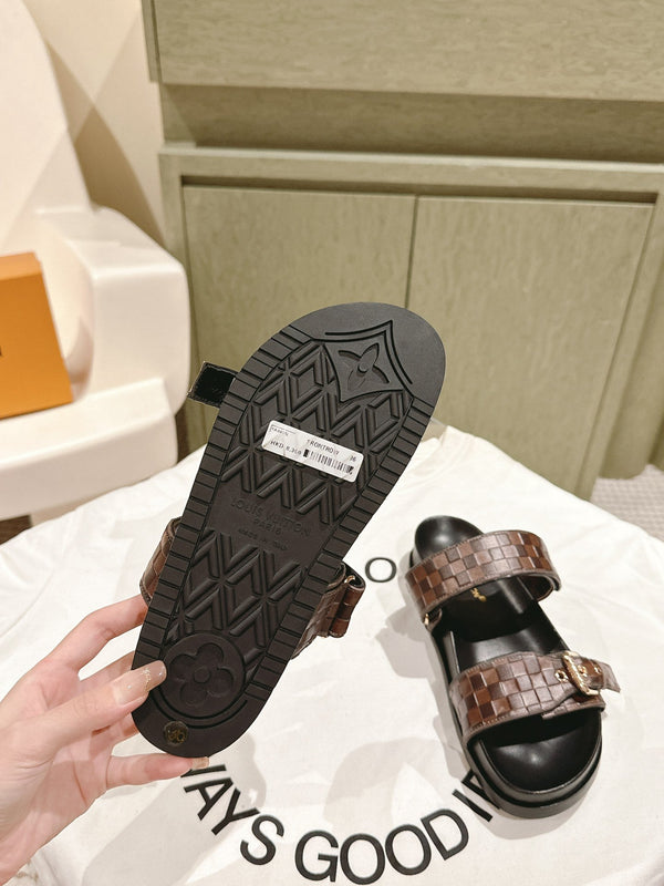 lv sandal mule bomdia brown damier calfskin