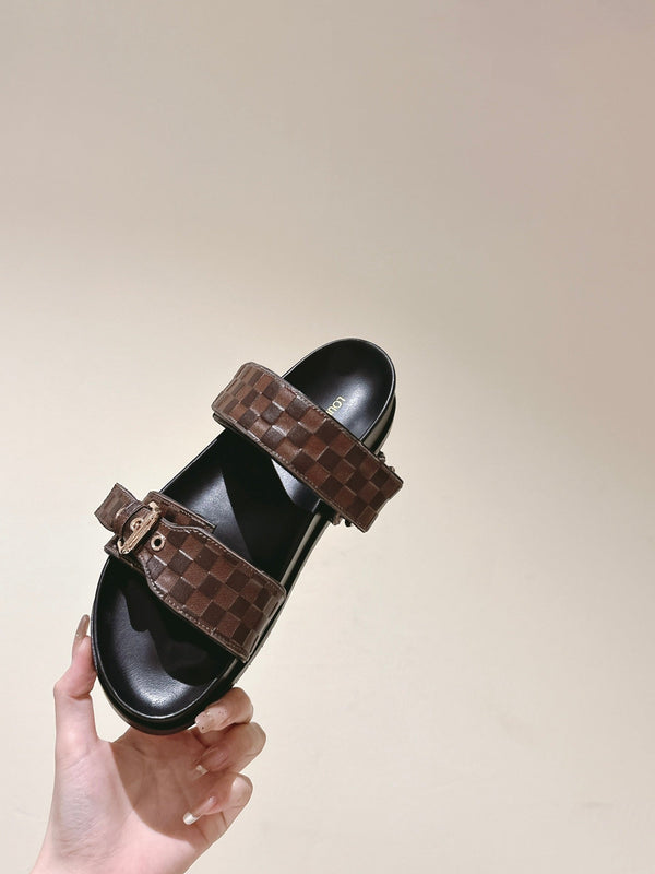 lv sandal mule bomdia brown damier calfskin