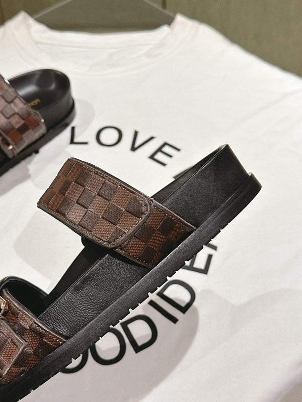 lv sandal mule bomdia brown damier calfskin