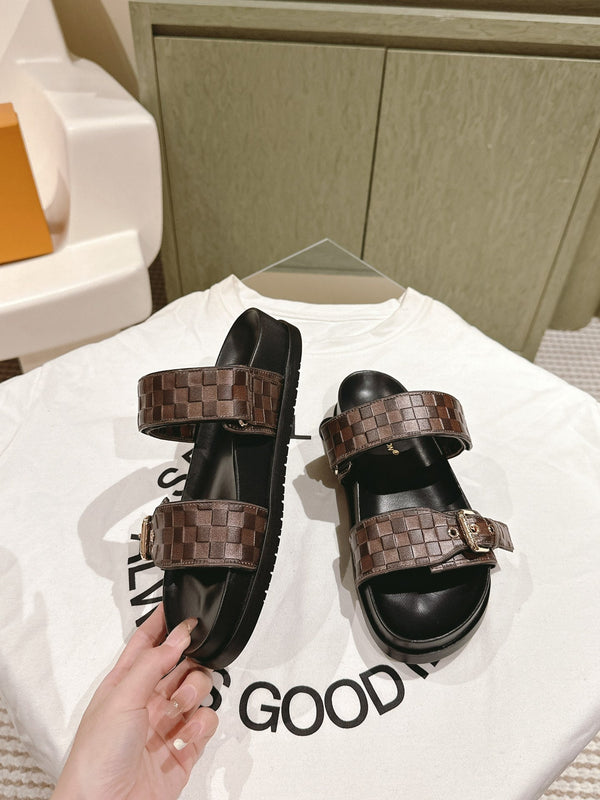 lv sandal mule bomdia brown damier calfskin