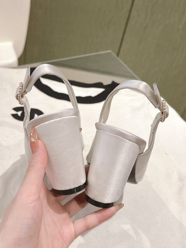 slingbacks 75 raso bianco logo multicolore