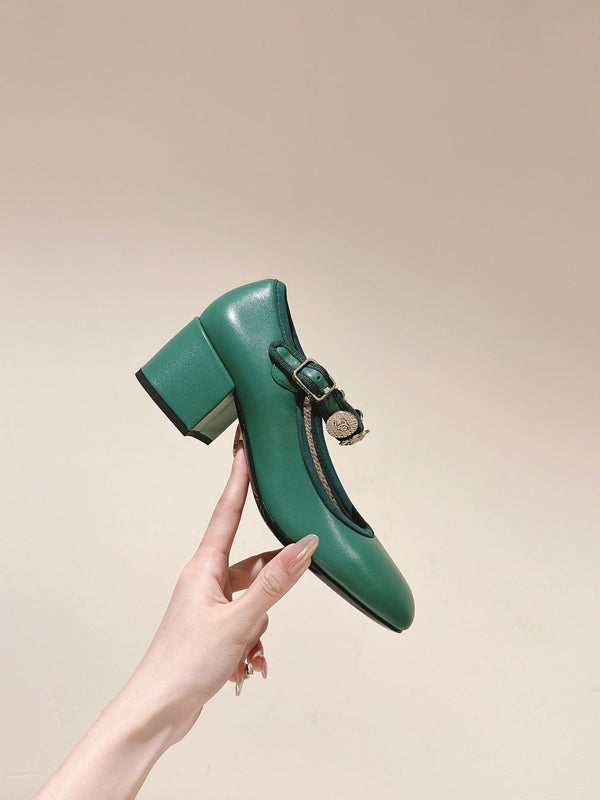 CC HIGH MARY JANE SEA GREEN LAMBSKIN