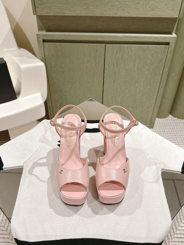 SANDALO CC ALTO IN PELLE DI VITELLO ROSA CHIARO