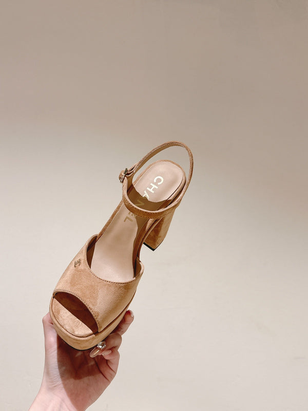 SANDALO ALTO CC IN PELLE DI VITELLO SCAMOSCIATA ROSA PESCA