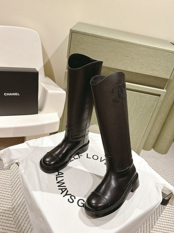 CC HIGH BOOTS BLACK CALFSKIN 768996