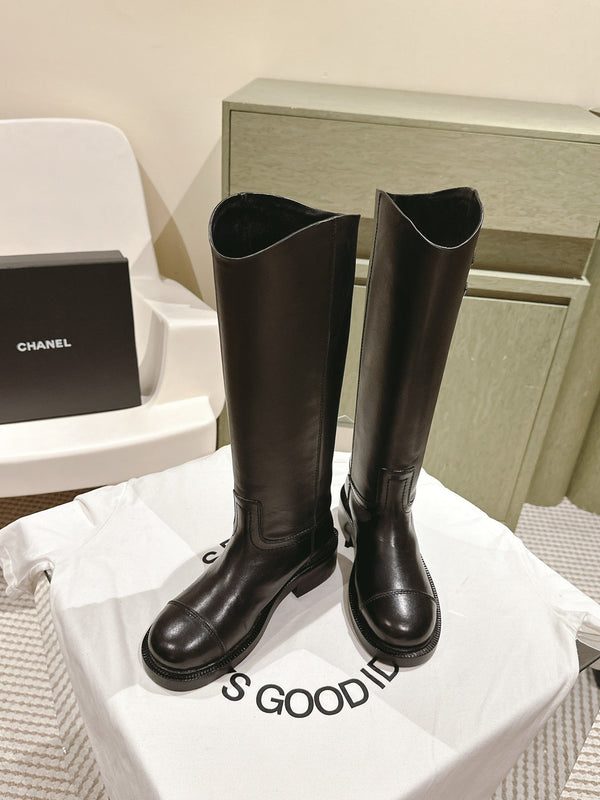 CC HIGH BOOTS BLACK CALFSKIN 768996