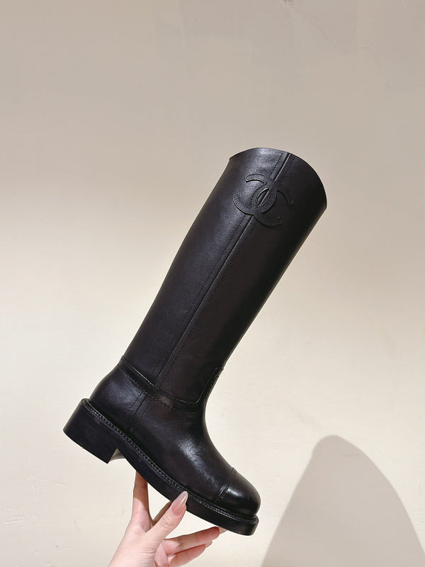 CC HIGH BOOTS BLACK CALFSKIN 768996