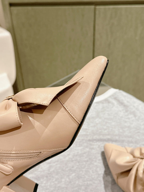 CC 24A Pearl Bow Slingbacks 65mm Beige Sheepskin 447466