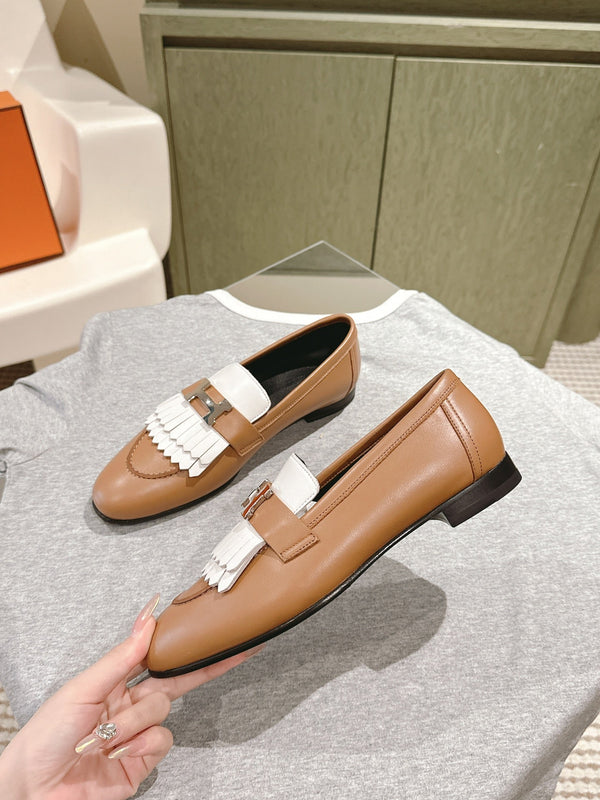 HM Mocassins Royal Loafers Caramel White Sheepskin 445008