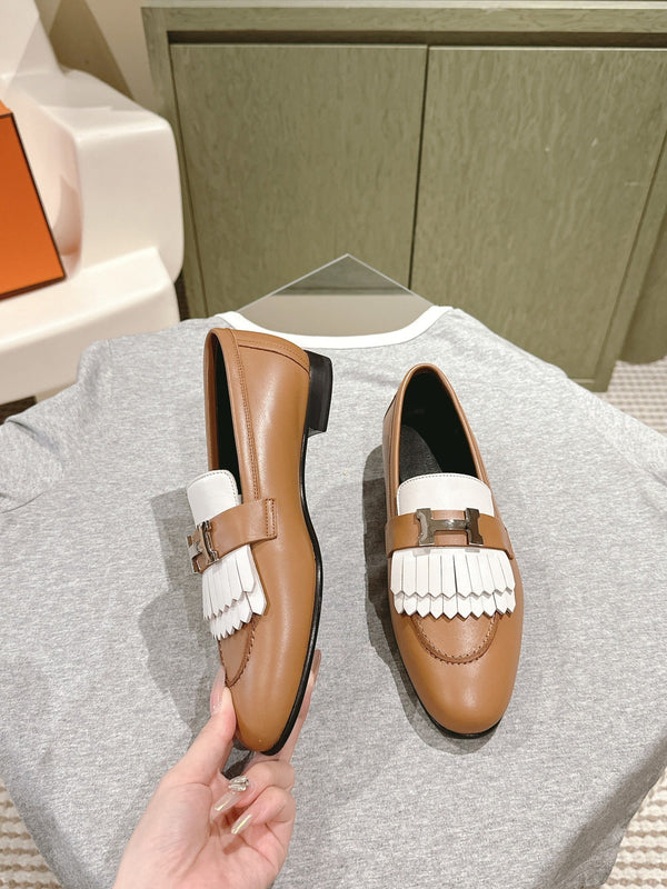 HM Mocassins Royal Loafers Caramel White Sheepskin 445008