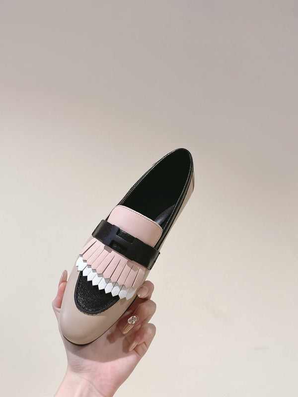 HM Mocassins Royal Loafers Black Beige Sheepskin 445009