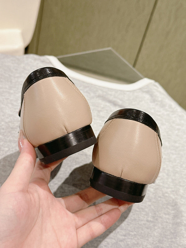 HM Mocassins Royal Loafers Black Beige Sheepskin 445009