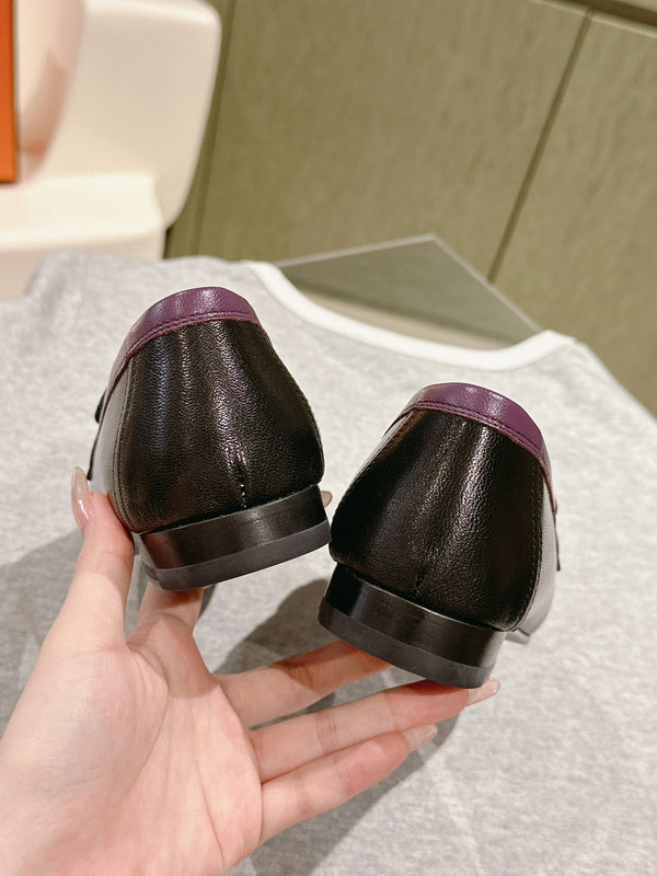 HM Mocassins Royal Loafers Black Purple Sheepskin 445012