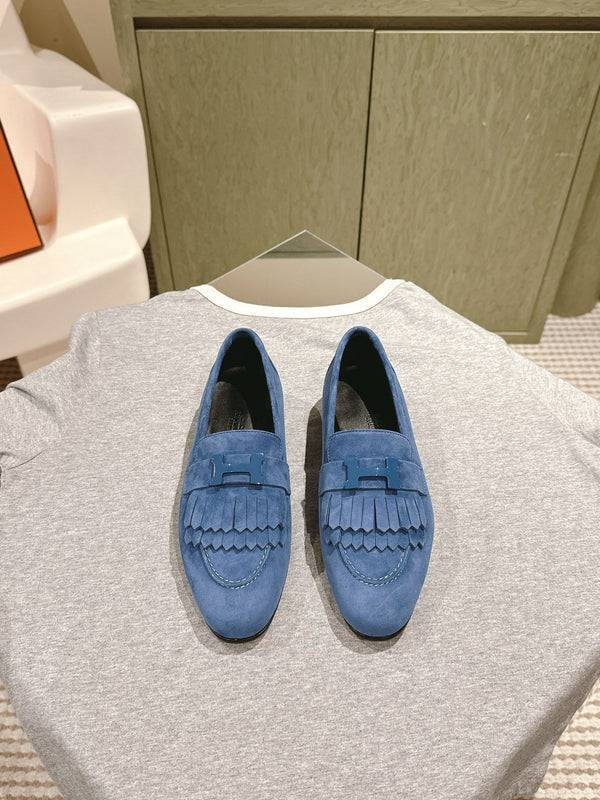HM Mocassins Royal Loafers Blue Suede 445016