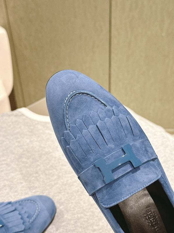 HM Mocassins Royal Loafers Blue Suede 445016