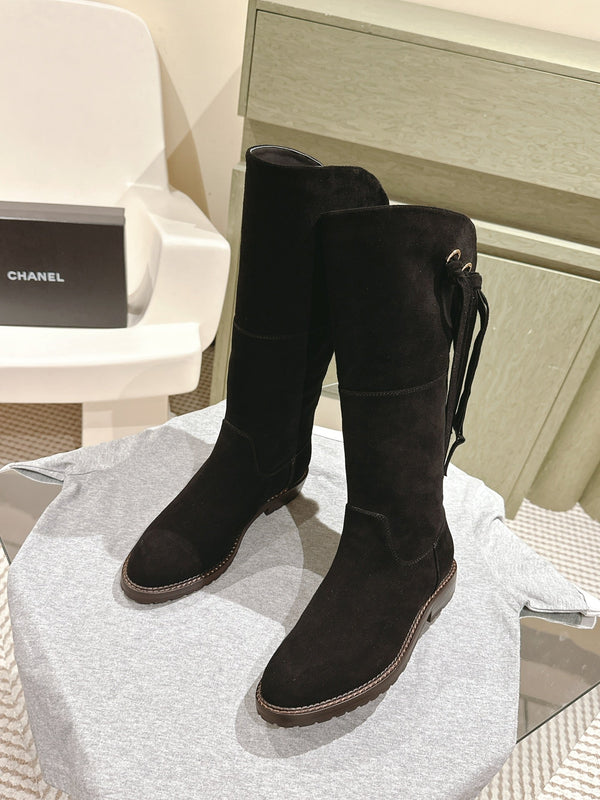 CC Knee-High Boots 40mm Black Suede Leather 447192